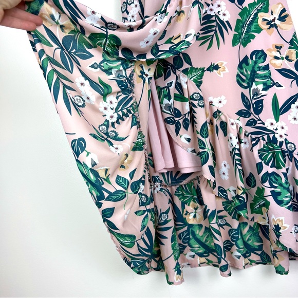 Lulu’s Island State of Mind Blush Tropical Print Ruffled Midi Skirt - Picture 6 of 13
